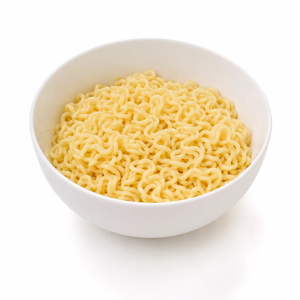 こむぎ [即席めん類] 中華スタイル即席カップめん 油揚げ しょうゆ味 調理後のめん (スープを残したもの)の写真