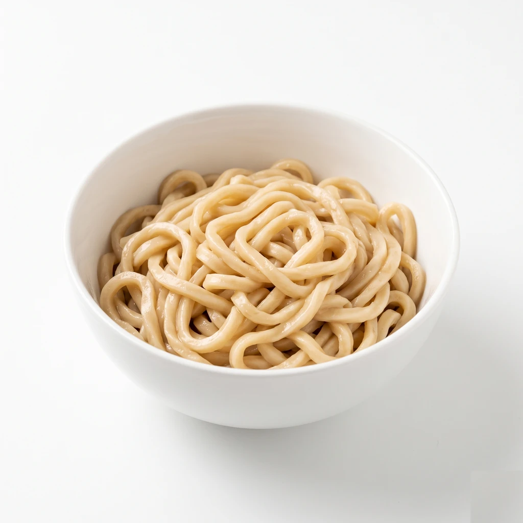 こむぎ [即席めん類] 和風スタイル即席カップめん 油揚げ 調理後のめん (スープを残したもの)の写真