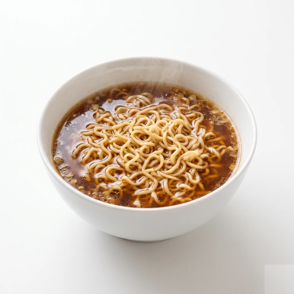 こむぎ [即席めん類] 中華スタイル即席カップめん 油揚げ しょうゆ味 調理後全体 (添付調味料等を含むもの)の写真