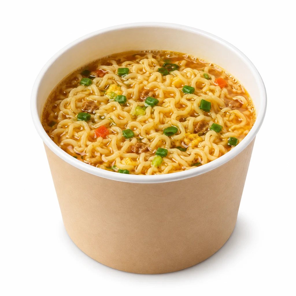 こむぎ [即席めん類] 中華スタイル即席カップめん 非油揚げ 調理後全体 (添付調味料等を含むもの)の写真