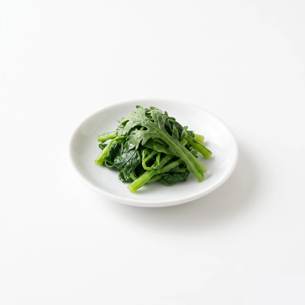 しゅんぎく 葉 ゆでの写真