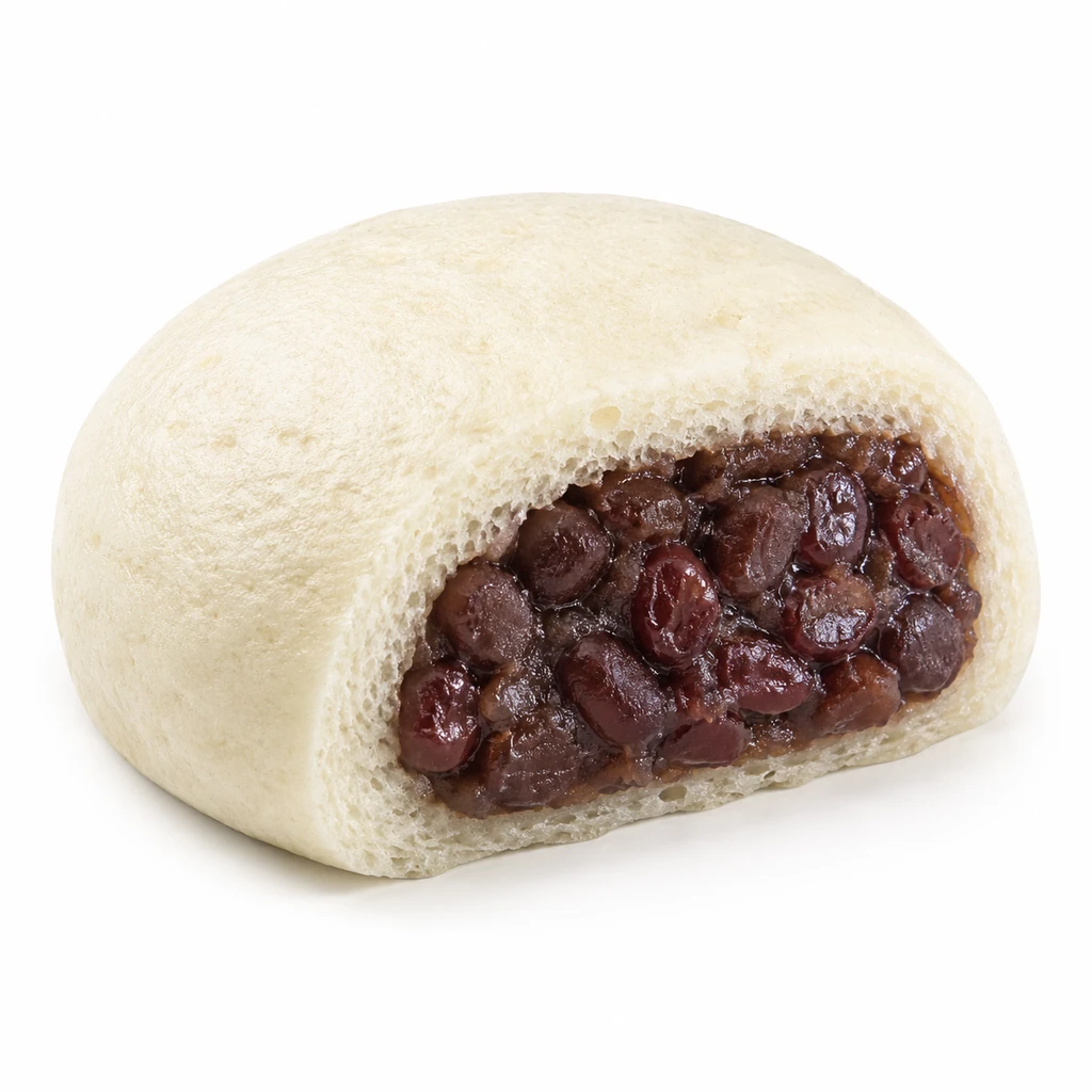 <和生菓子・和半生菓子類> まんじゅう 蒸しまんじゅう つぶしあん入りの写真